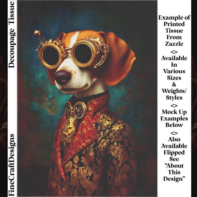 Papel De Seda Cachorro Beagle Steampunk Glamouroso Decoupage EZ5 (Criador carregado)