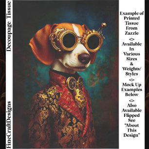 Papel De Seda Cachorro Beagle Steampunk Glamouroso Decoupage EZ5