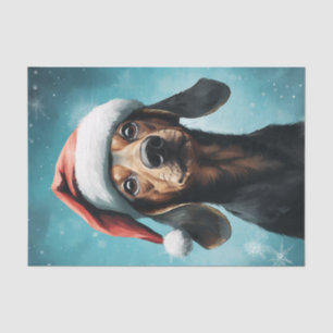 Papel De Seda Cachorro Bonito Vestindo Natal Hat Dachshund Natal