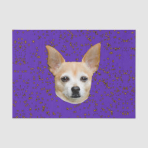 Papel De Seda Cachorro Chinhuahua Roxo Estrelas Amarelas de Fund