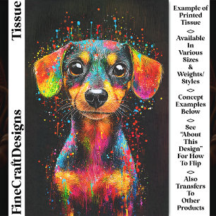 Papel De Seda Cachorro Dachshund Colorido Arte Pop Adesivo CT1 D