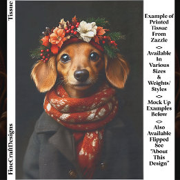 Papel De Seda Cachorro Dachshund Fofo com Cachecol Festivo ED9R