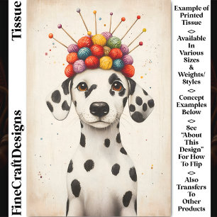 Papel De Seda Cachorro Dalmatian Fofo, Coroa de Bola de Fio CX8