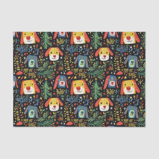 Papel De Seda Cachorro de Natal (Frente )