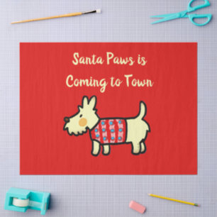 Papel De Seda Cachorro de Natal Papai Noel Festivo