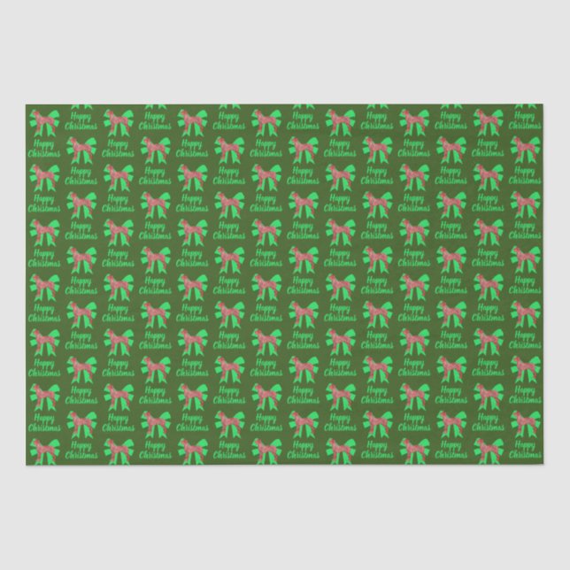 Papel De Seda Cachorro de Natal Vermelho e Arco Verde (Frente )