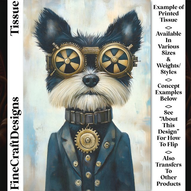 Papel De Seda Cachorro De Terrier Steampunk Em Óculos CY3 Deslig (Criador carregado)