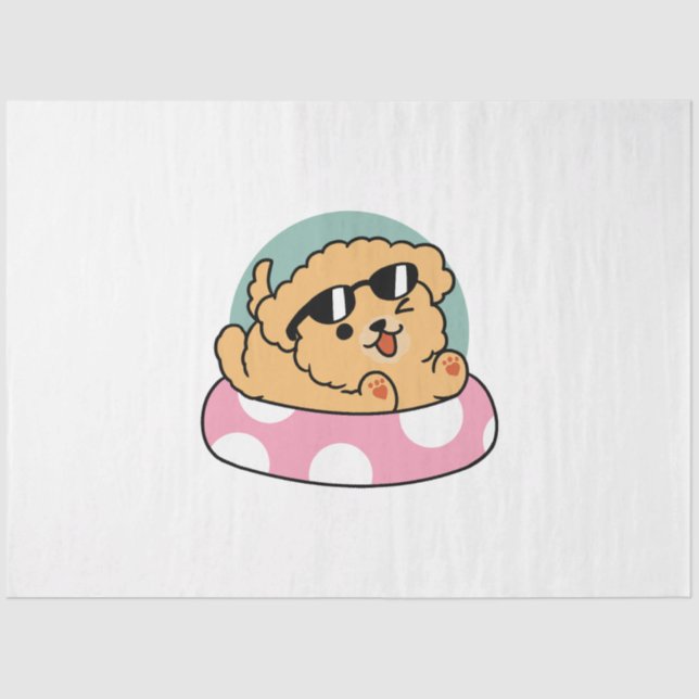 Papel De Seda Cachorro de verão - Cachorro flutuante com óculos  (Frente )