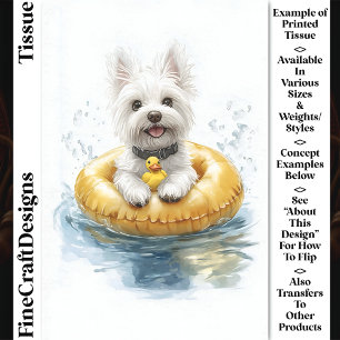 Papel De Seda Cachorro Divertido Westie, Anel de Borracha e Pato