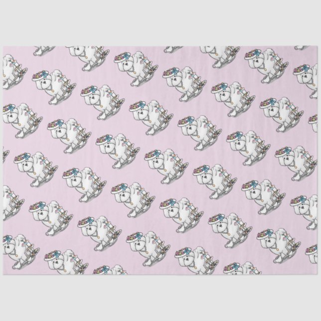 Papel De Seda Cachorro do Fome Girly Tea Party Bichon - Bonito (Frente )