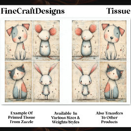 Papel De Seda Cachorro, Gato, Rato e Coelho Caprichosos DS1B Dec