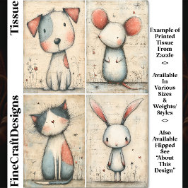 Papel De Seda Cachorro, Gato, Rato e Coelho Caprichosos DS1L Dec