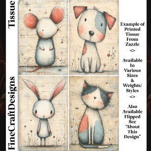 Papel De Seda Cachorro, Gato, Rato e Coelho DS1R Caprichosos Dec