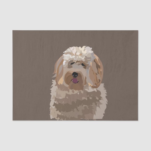Papel De Seda Cachorro Labradoodle Goldendoodle Poodle Fofo  (Frente )