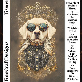 Papel De Seda Cachorro Labrador Elegante, Dourado Filigree CM3 D