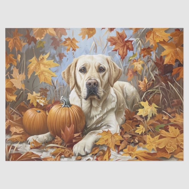 Papel De Seda Cachorro Labrador Retriever Amarelo Decoupage de O (Frente )