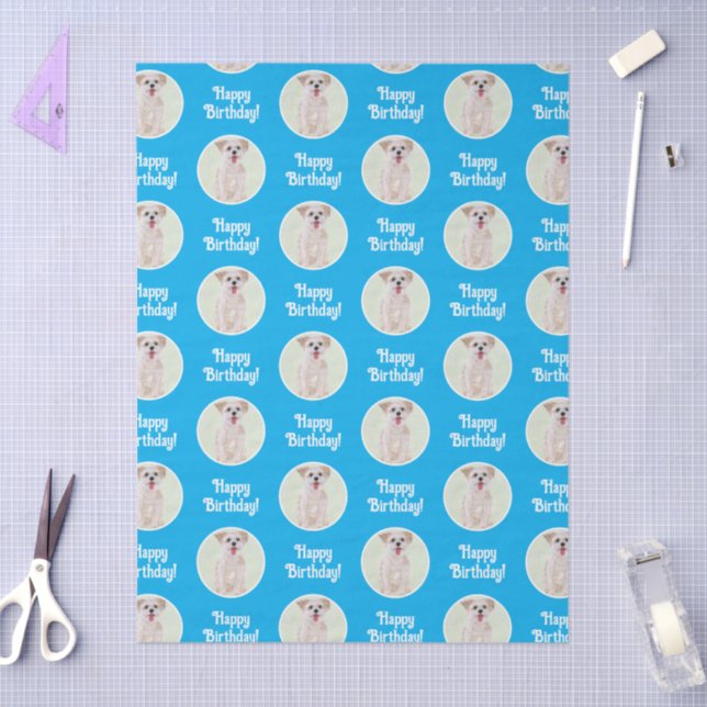 Papel De Seda Cachorro Morkie Azul (Arte )