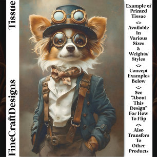 Papel De Seda Cachorro Papillon Steampunk Vitoriano CP8 Decoupag