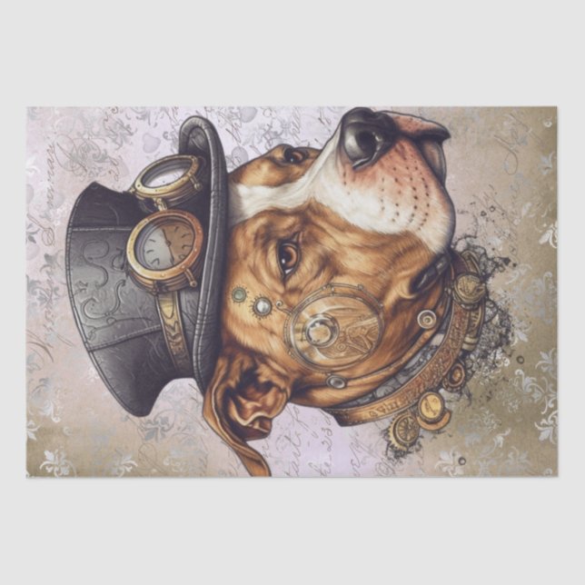 Papel De Seda Cachorro-Pitbull Steampunk (Frente )