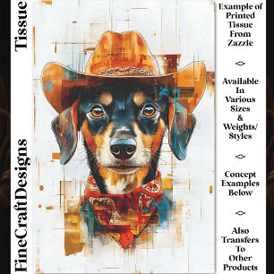 Papel De Seda Cachorro Preto e Marrom, Chapéu de Cowboy DE1 Deco