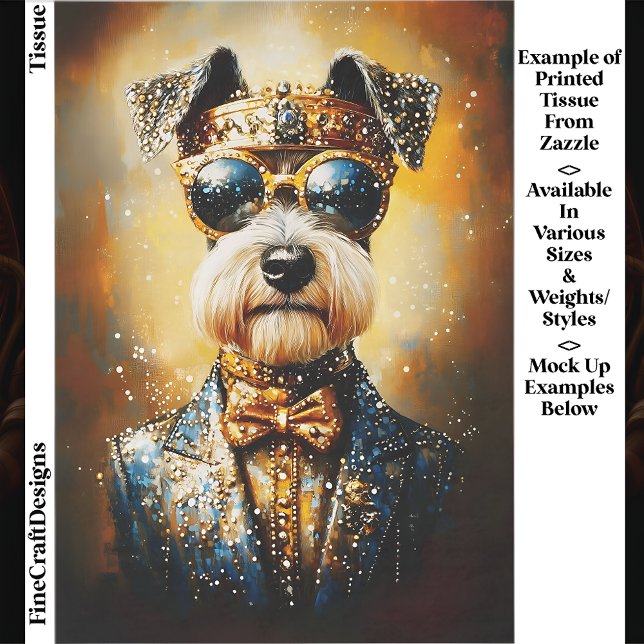 Papel De Seda Cachorro Schnauzer Real & Coroa Dourada EJ3 Decoup (Criador carregado)