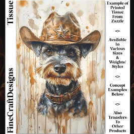 Papel De Seda Cachorro Schnauzer Xerife Cowboy Com Chapéu DD7 De