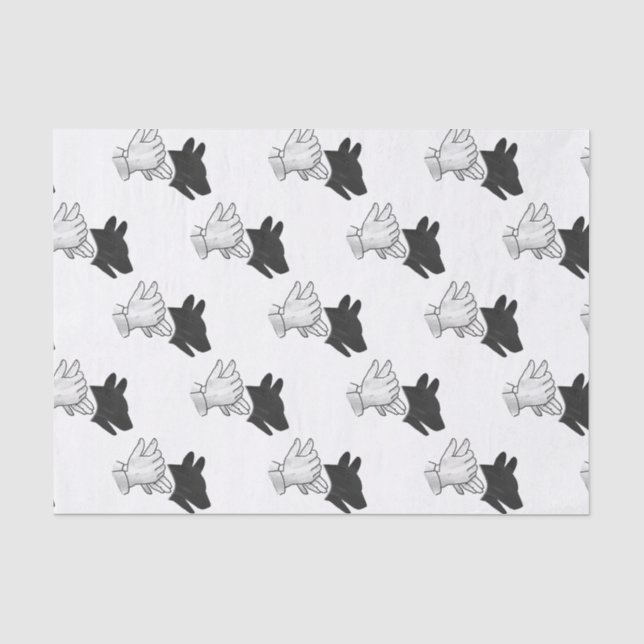 Papel De Seda Cachorro Silhouette Mão (Frente )
