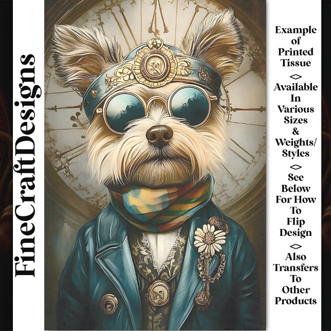 Papel De Seda Cachorro Steampunk Fofo com Óculos, Cachecol BH6 D (Criador carregado)