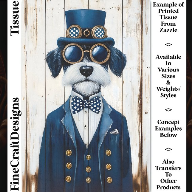 Papel De Seda Cachorro Steampunk Schnauzer, Marinho Blue DE7 Dec (Criador carregado)