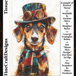 Papel De Seda Cachorro Steampunk Vitoriano com Cartola DA9 Decou