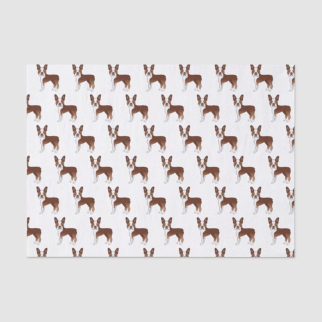 Papel De Seda Cachorro Vermelho de Boston Terrier Desenho Animad (Frente )