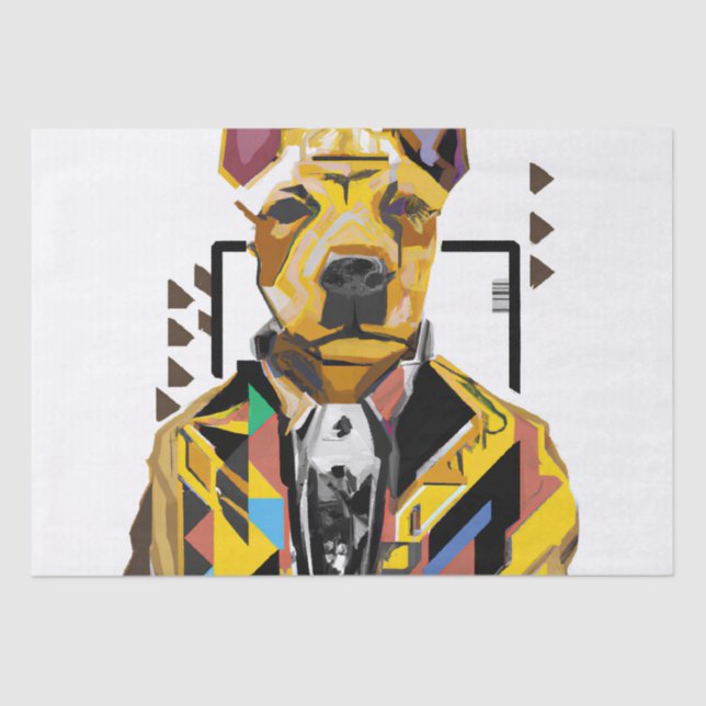 Papel De Seda Cachorro Vestindo um traje: Arte Digital (Frente )