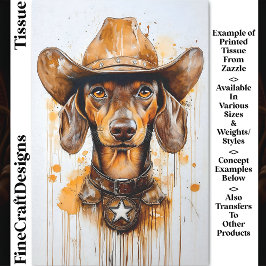 Papel De Seda Cachorro Xerife Caubói Dachshund Marrom DP1 Decoup
