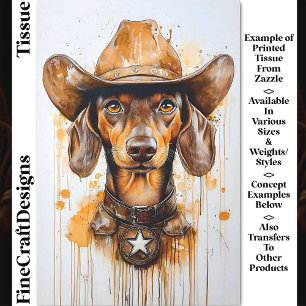 Papel De Seda Cachorro Xerife Caubói Dachshund Marrom DP1 Decoup