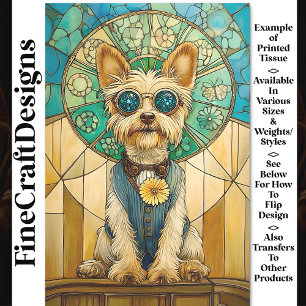Papel De Seda Cachorro Yorkie Steampunk Caprichoso Fofo Decoupag