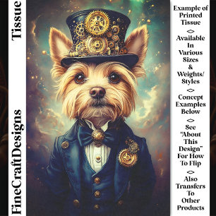 Papel De Seda Cachorro Yorkie, Terno Steampunk Chapéu de Cima CZ