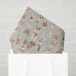 Papel De Seda Cachorros de Natal Adoráveis