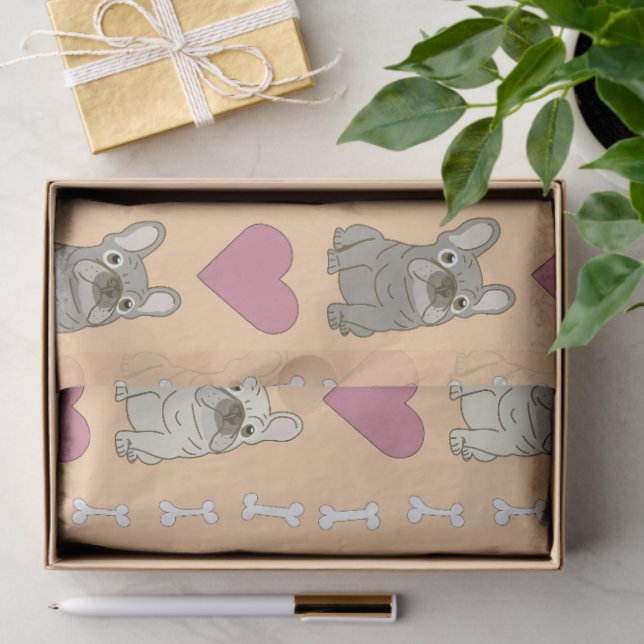 Papel De Seda Cachorros fofos, ossos e corações (Presente)