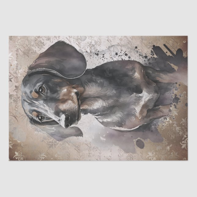 Papel De Seda Cachshund Dog Watercolor (Frente )