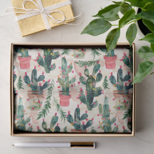 Papel De Seda cacto engraçado, luzes coloridas de natal dão pres