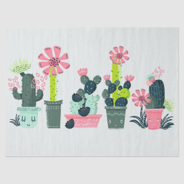 Papel De Seda Cactos Em Verde (Frente )