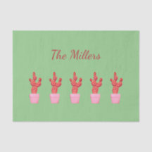 Cactus Cute Modern Green Pink Watercolor