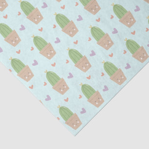 Papel De Seda Cactus e Corações Cute Kawaii