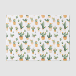 Papel De Seda Cactus Potado em Branco