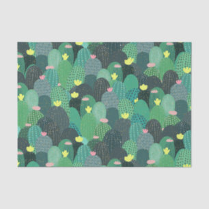 Papel De Seda Cactus verde-verão e pontos Dourados Design