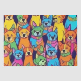 Papel De Seda Cães bonitos e coloridos cães felizes