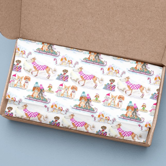 Papel De Seda Cães de Natal em Aquarela (A cute Christmas tissue paper for dog lovers!)