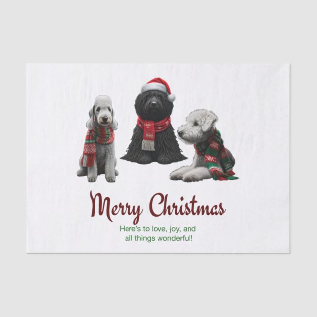Papel De Seda Cães de Natal Feliz (Frente )