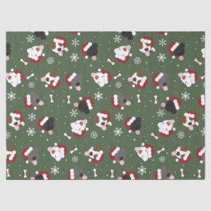 Papel De Seda Cães de Papai Noel no Verde