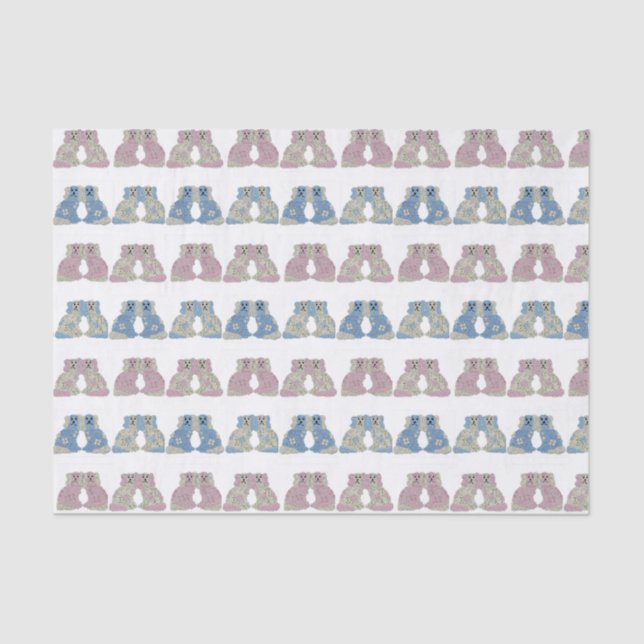 Papel De Seda Cães de Staffordshire Rosa Azul Ginger Jars Jar (Frente )